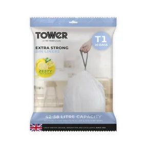 Tower 42-58 Litre Lemon Senceted Bin Liners