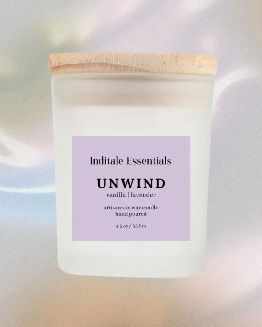 Vanilla And Lavender Soy Wax Scented Candle | 7.6 x 7.6 cm / 3 x 3 inches