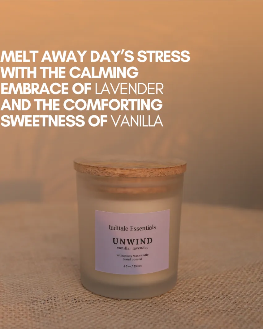 Vanilla And Lavender Soy Wax Scented Candle | 7.6 x 7.6 cm / 3 x 3 inches