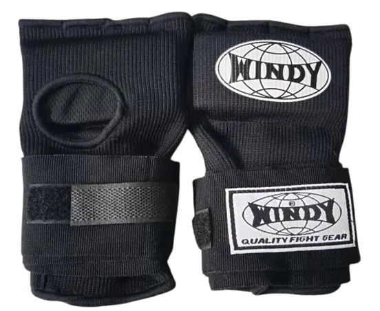 WINDY MUAY THAI BOXING QUICK HANDWRAPS GEL GLOVES HW2 S-M / L-XL BLACK