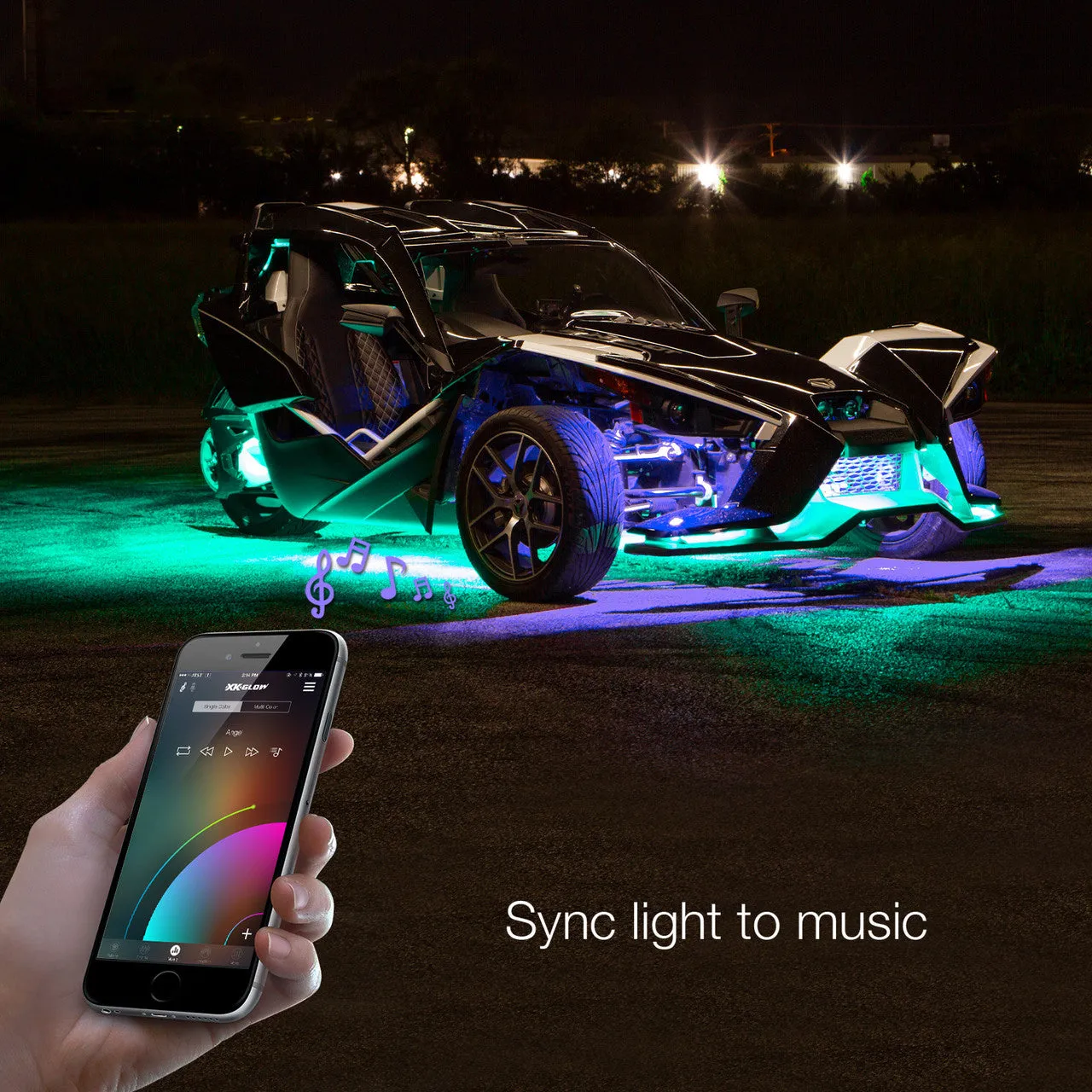 XKGlow LED Underglow Light Kit (Polaris Slingshot) w/ XKCHROME Smartphone App Controller - Standard or Advance